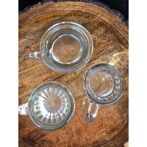 Set Of Three Vintage Mismatch Clear Coffee Mugs/Beer Mug Barware 092447